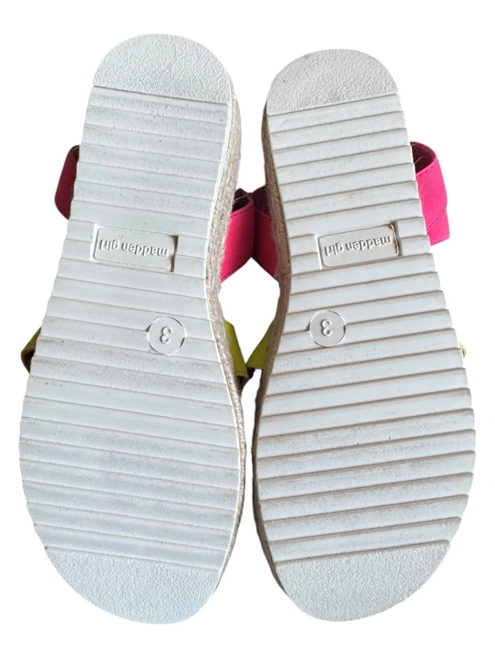 Girls Steve Madden Neon Multi-Color Espadrille Platform Sandals size 3y